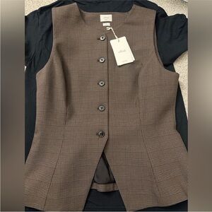 $118.00 Wilfred Taupe Checkered Vest